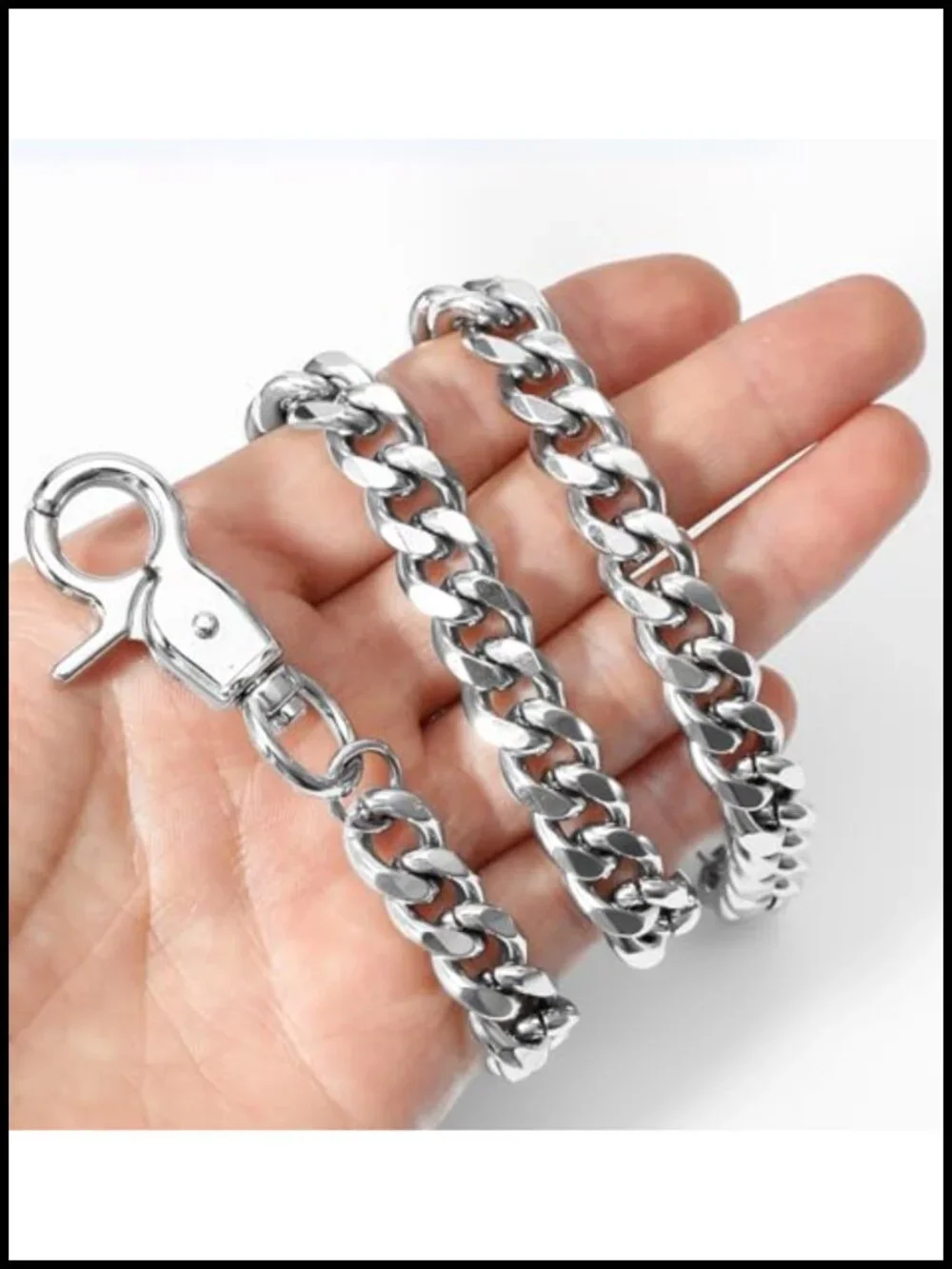 19.7in Stainless Steel Wallet Chain for Men with Lobster Clasp